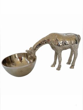 Giraffe Nibbles Bowl Culinary Concepts Aluminum Nickel Silver Finish Decor